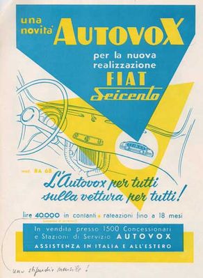 Autovox (I); Mod.:RA 68; (1955)
Pubblicità d'epoca.
